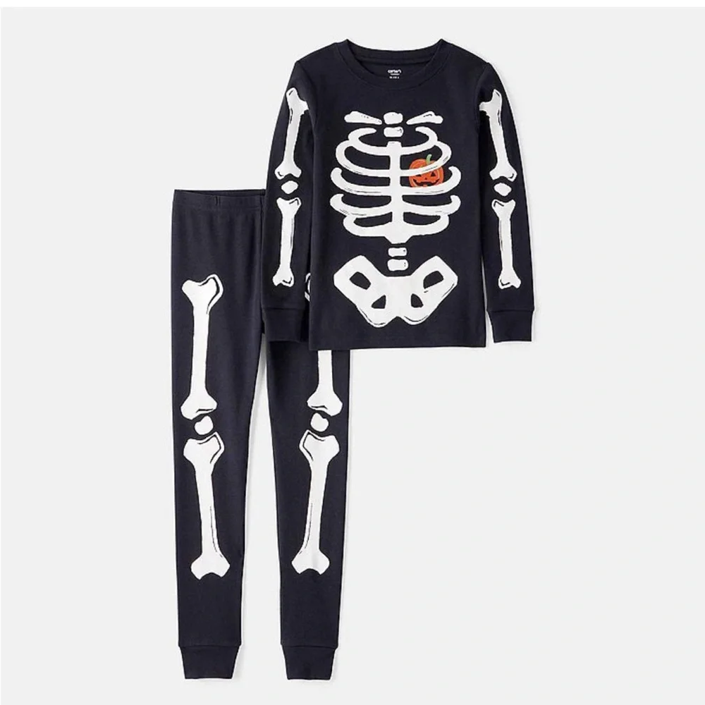 Carter's Skeleton Pajama Set - Black and White Long Sleeve and Pants